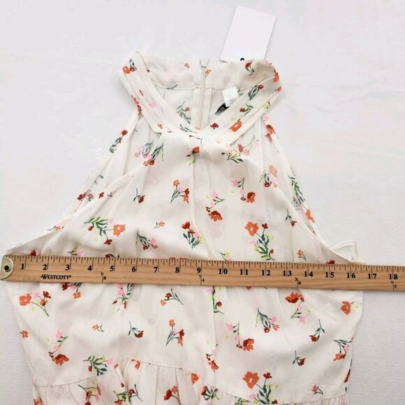 Fourteenth Place Womens Size Medium Halter Floral Mini Dress Ivory - Picture 4 of 6